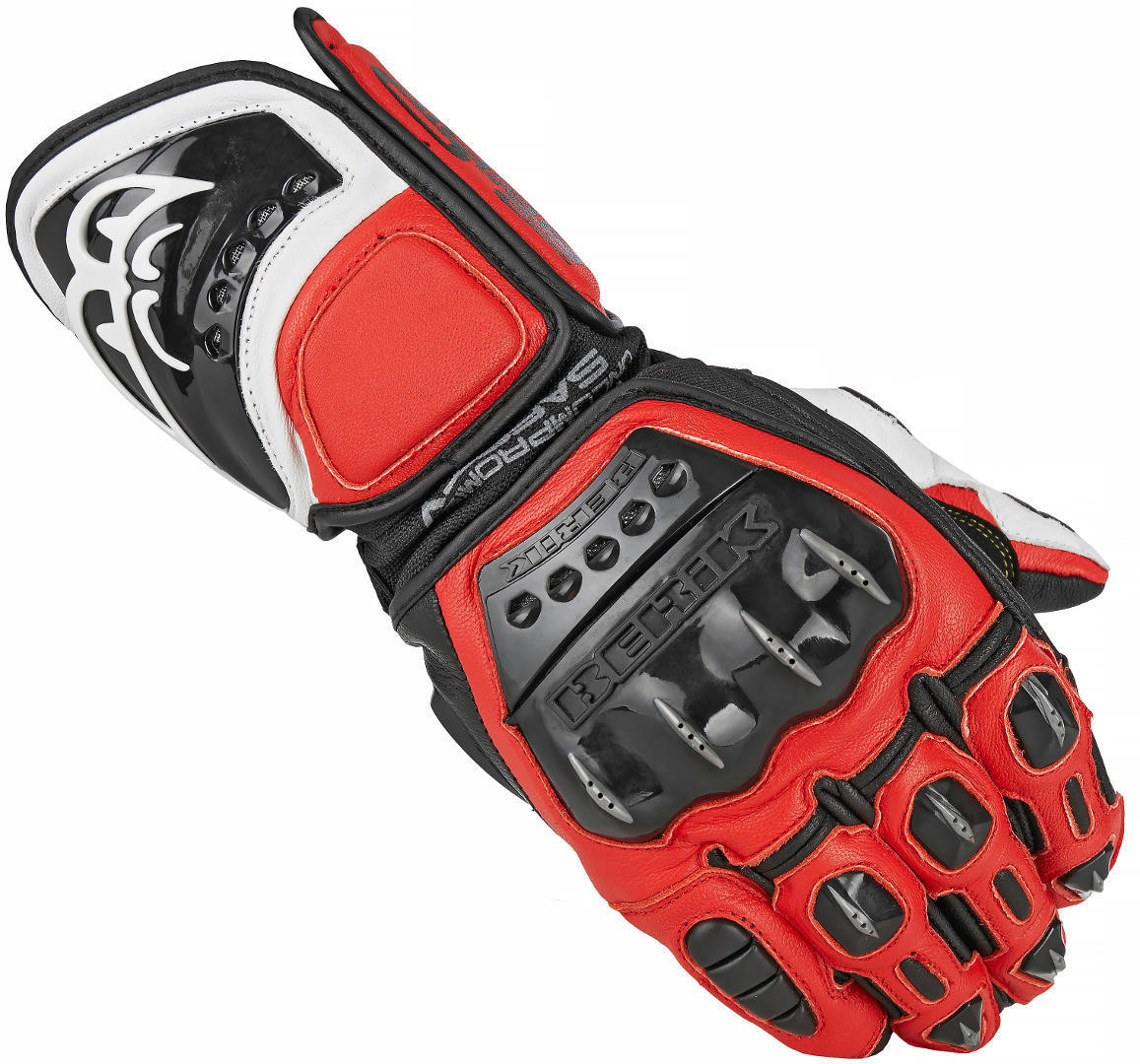 перчатки berik sprint для мотоциклистов черный красный Перчатки Berik MIsano для мотоциклистов, черный/красный/белый