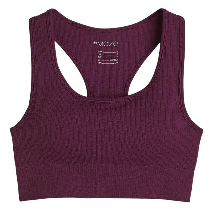 

Спортивный топ H&M Seamless In DryMove, сливово-фиолетовый