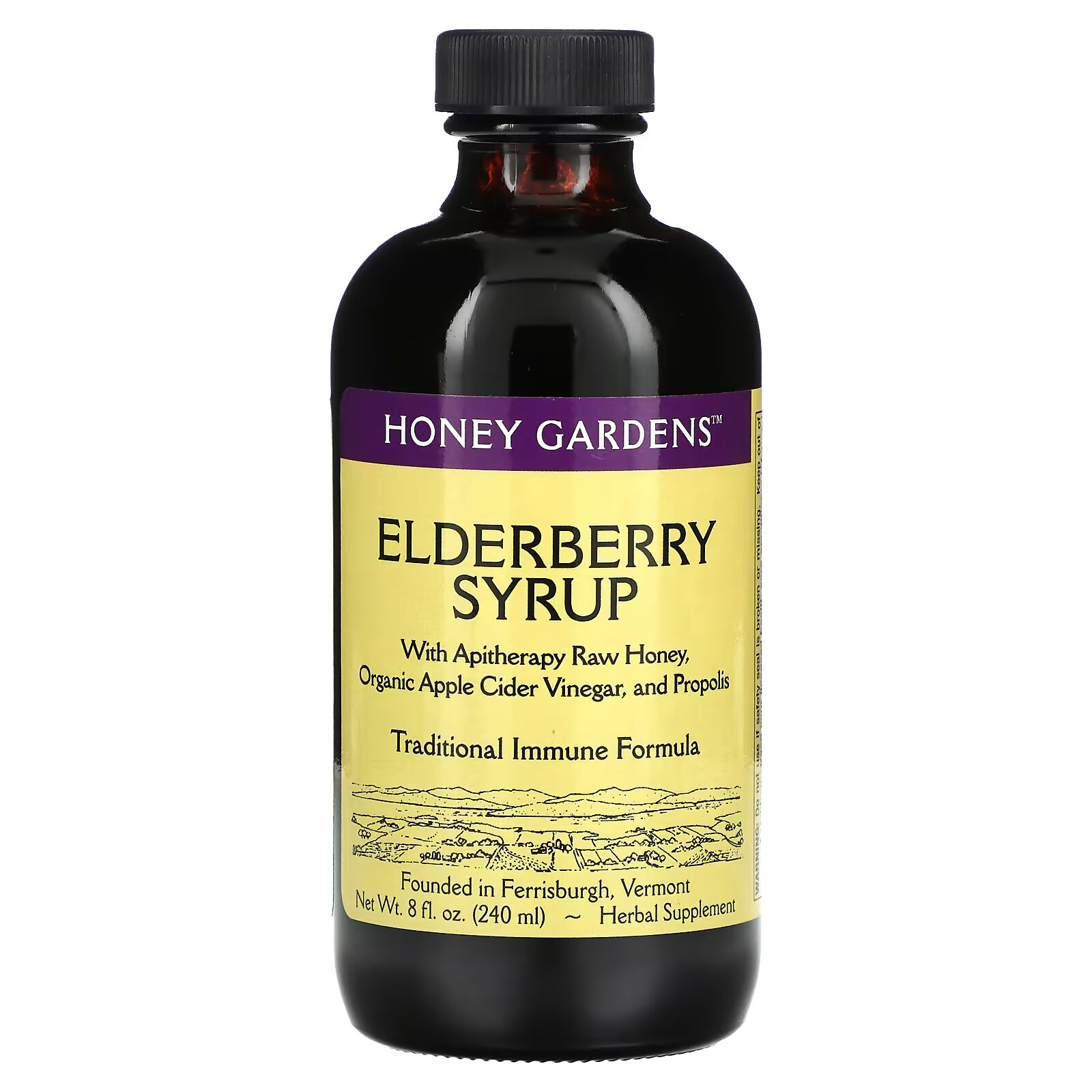 Honey Gardens, сироп бузины с сырым медом для апитерапии, органическим яблочным уксусом и прополисом, 240 мл (8 жидк. унций)