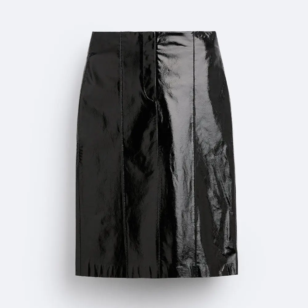 

Юбка Zara X Studio Nicholson Faux-patent-finish Leather, черный