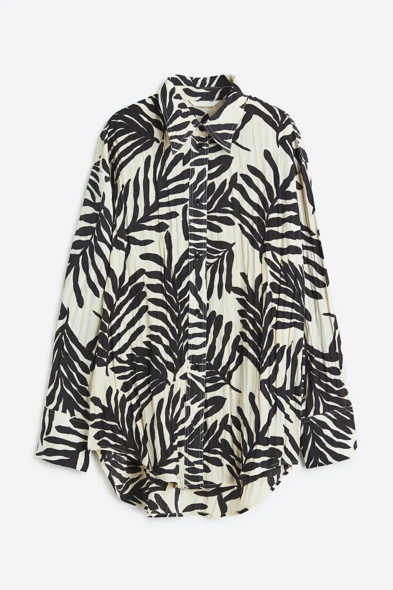 

Рубашка H&M in crinkled chiffon, белый/чёрный