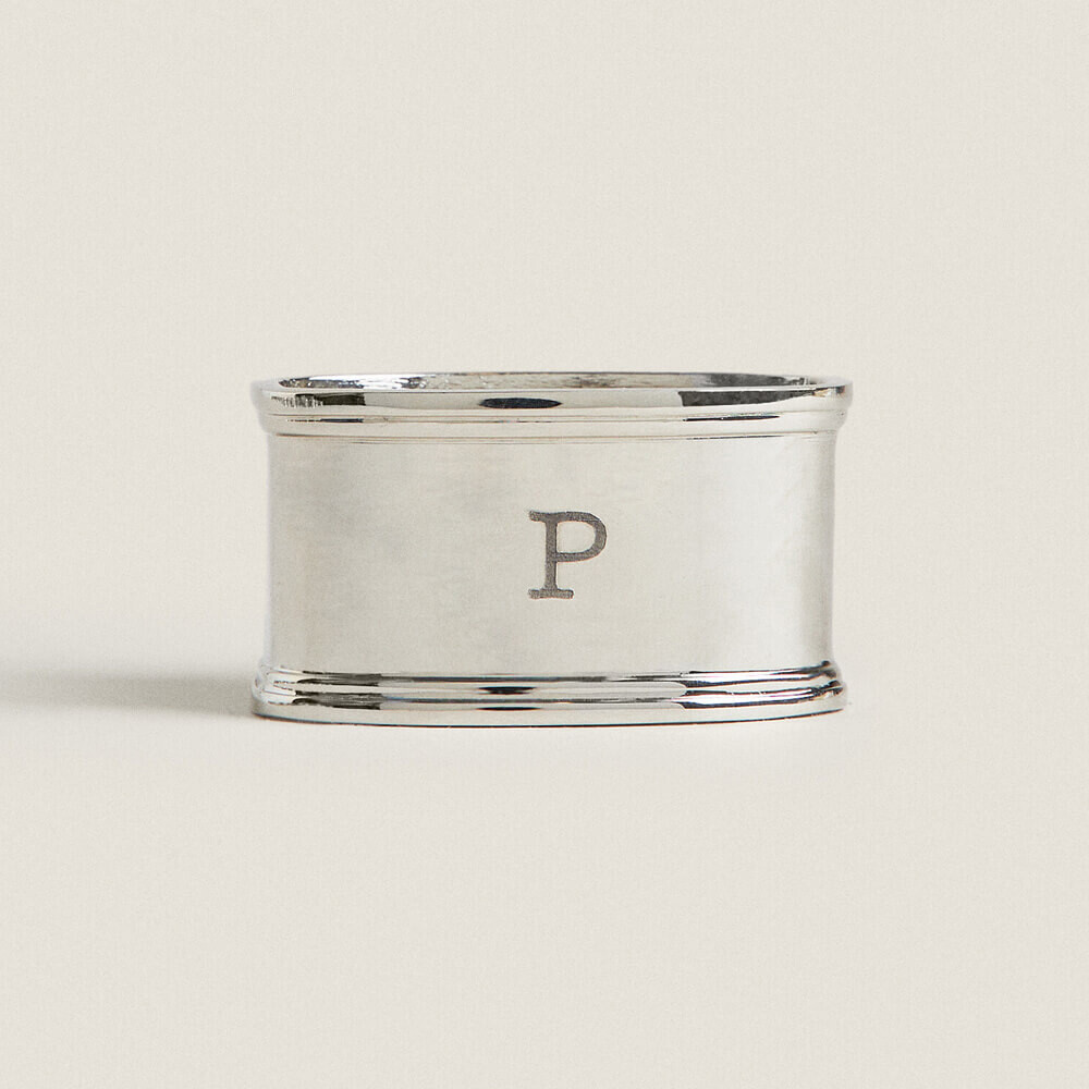 

Кольцо для салфеток с буквой "P" Zara Home Letter, серебристый