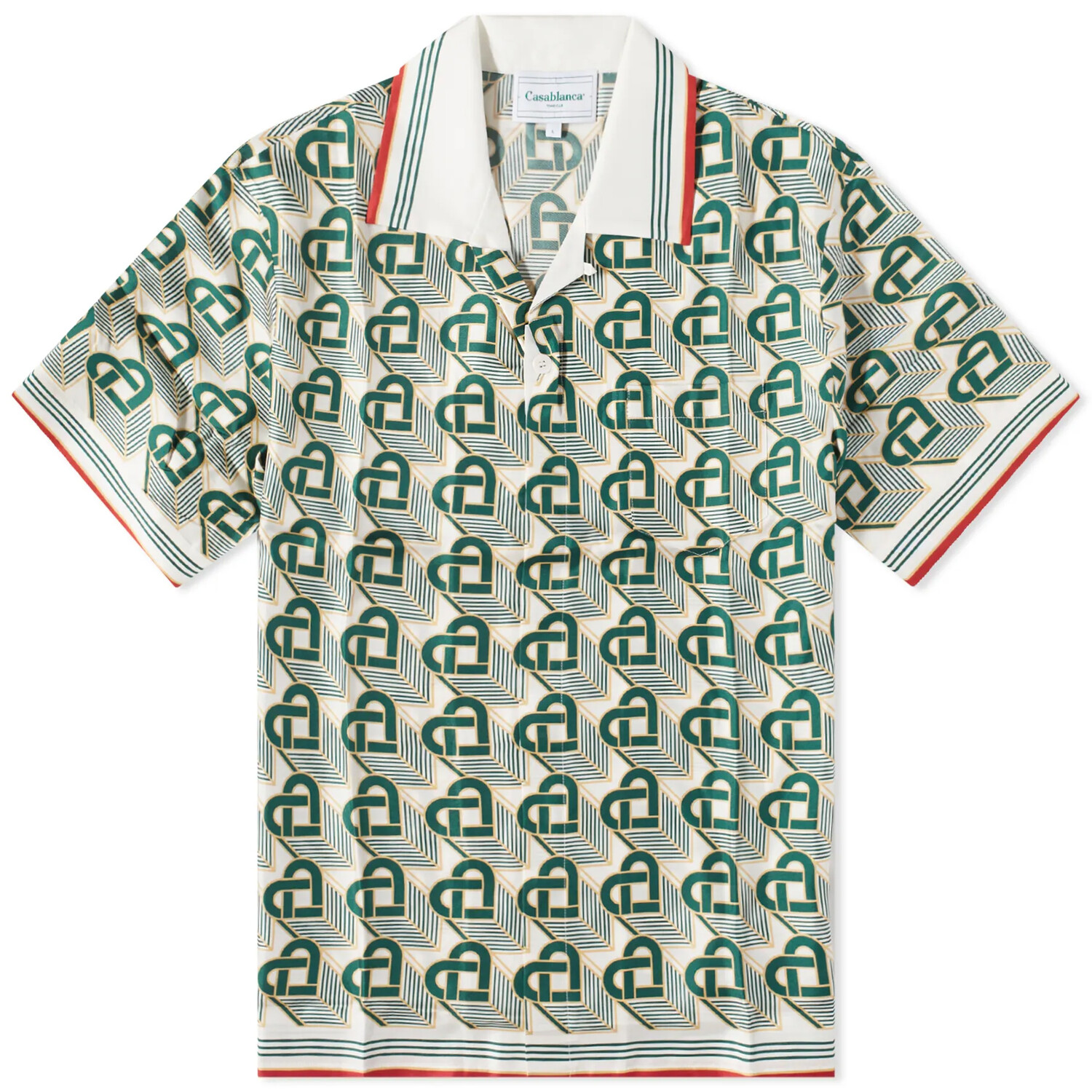 

Шелковая рубашка Casablanca Heart Monogram Short Sleeve, зеленый