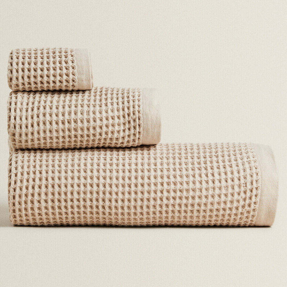 

Полотенце Zara Home Waffle-knit Cotton, светло-бежевый
