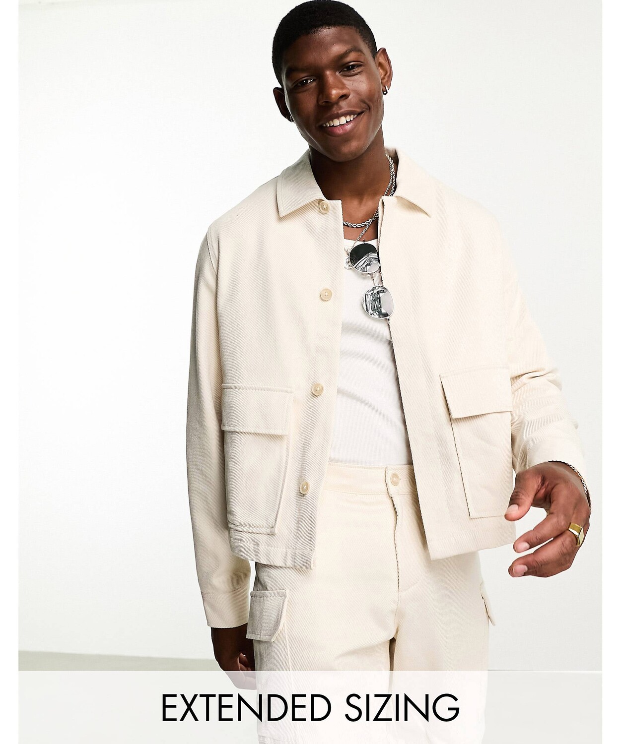

Бежевая укороченная летняя куртка харрингтон ASOS DESIGN co-ord, Бежевый