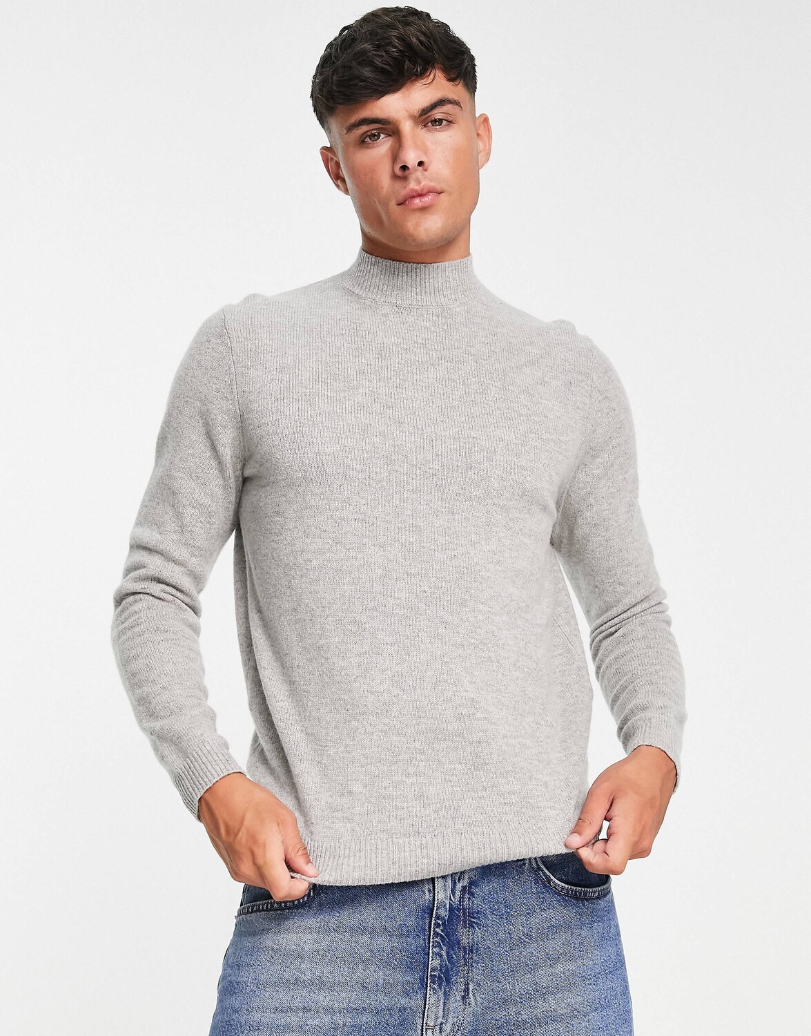 

Светло-серая водолазка из овечьей шерсти ASOS DESIGN, Серый