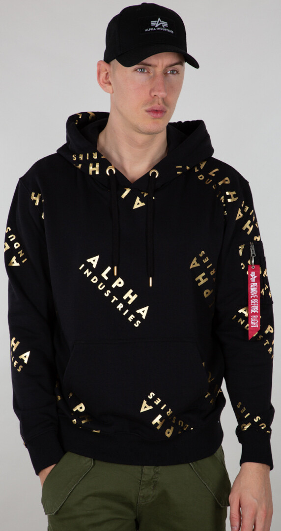 

Балахон Alpha Industries AOP Foil Print, черно-золотистый