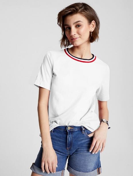 

Футболка с круглым вырезом Tommy Hilfiger Stripe Collar Crewneck, белый