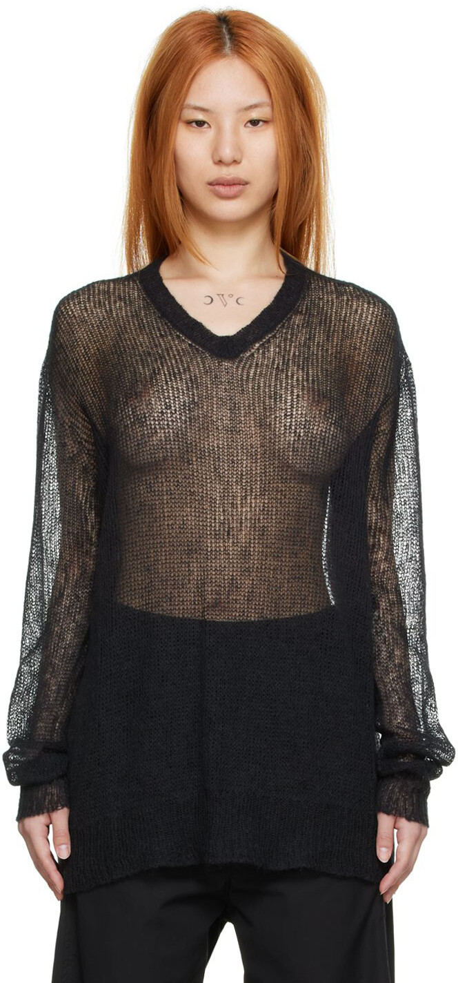 

Черный нейлоновый свитер Ann Demeulemeester