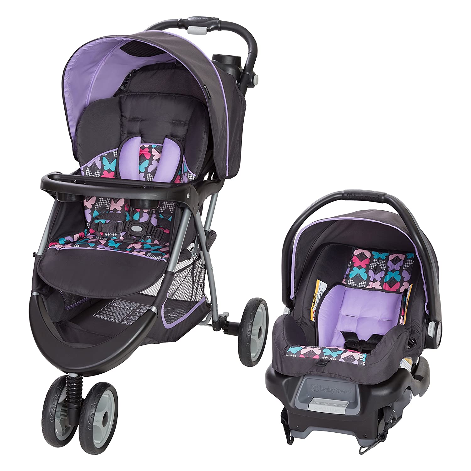 Детская коляска + автокресло Baby Trend EZ Ride 35, серый/фиолетовый цена и фото