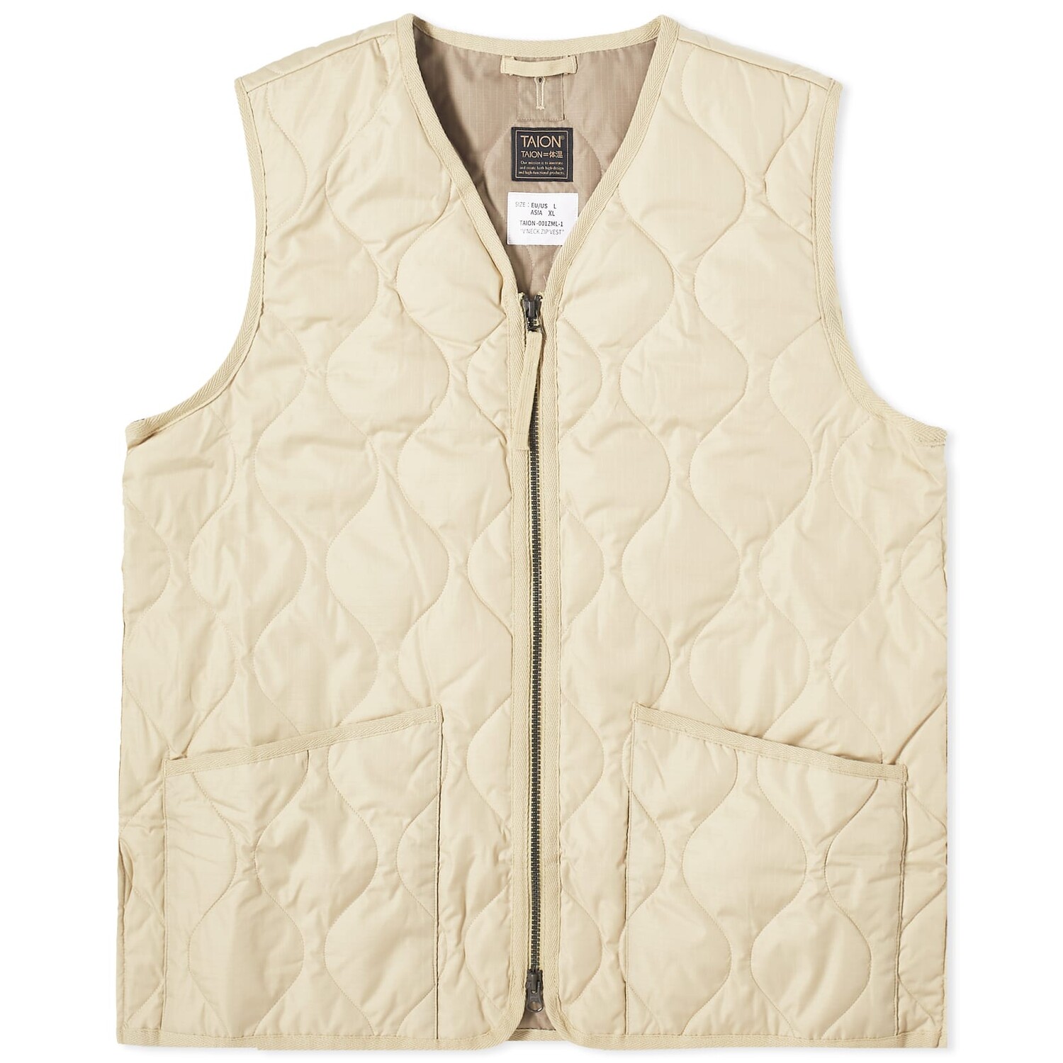 

Жилет утепленный Taion Military Zip Down, кремовый, Бежевый
