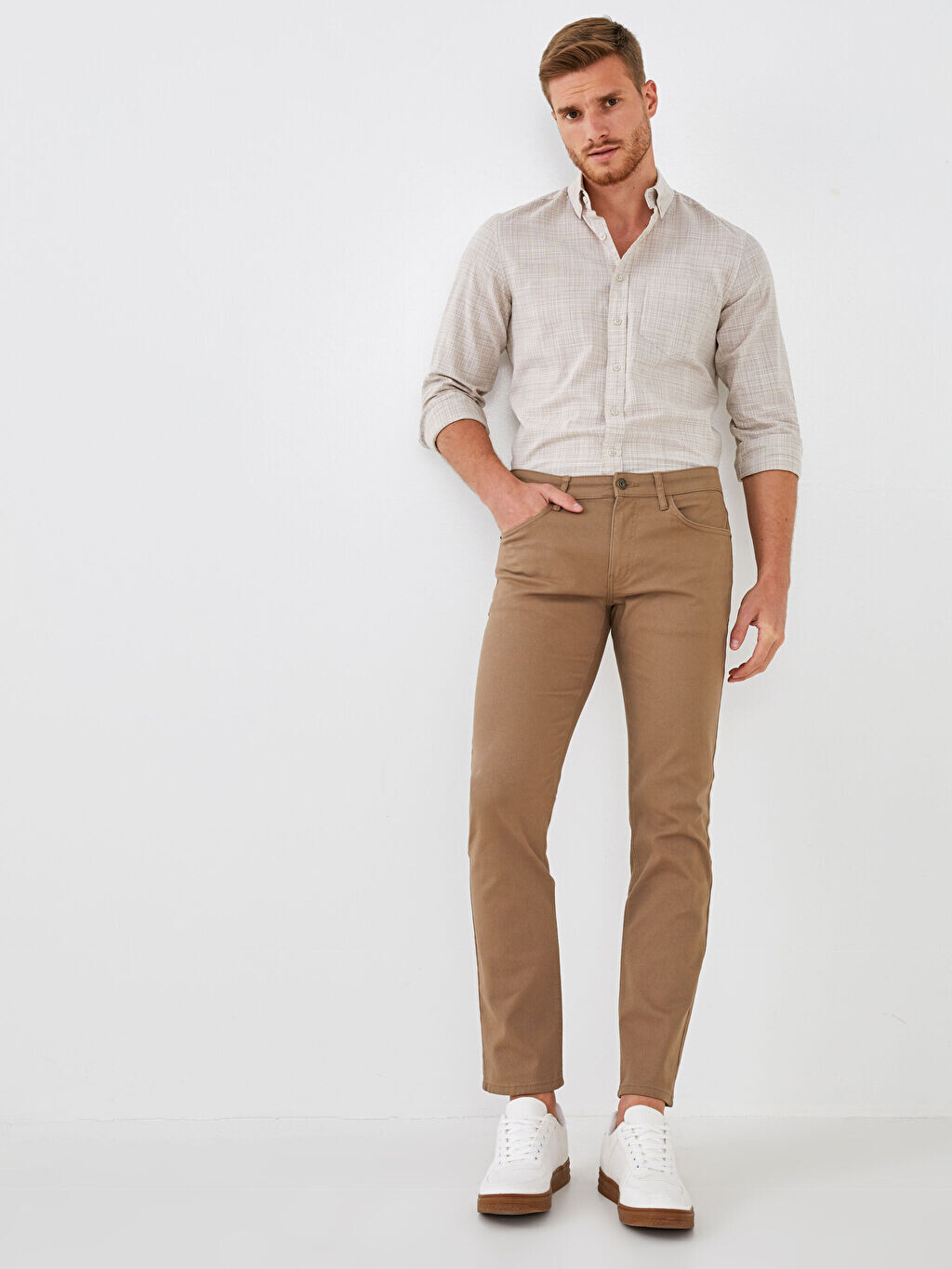 

Мужские брюки чинос Slim Fit из габардина LCWAIKIKI Classic, Коричневый