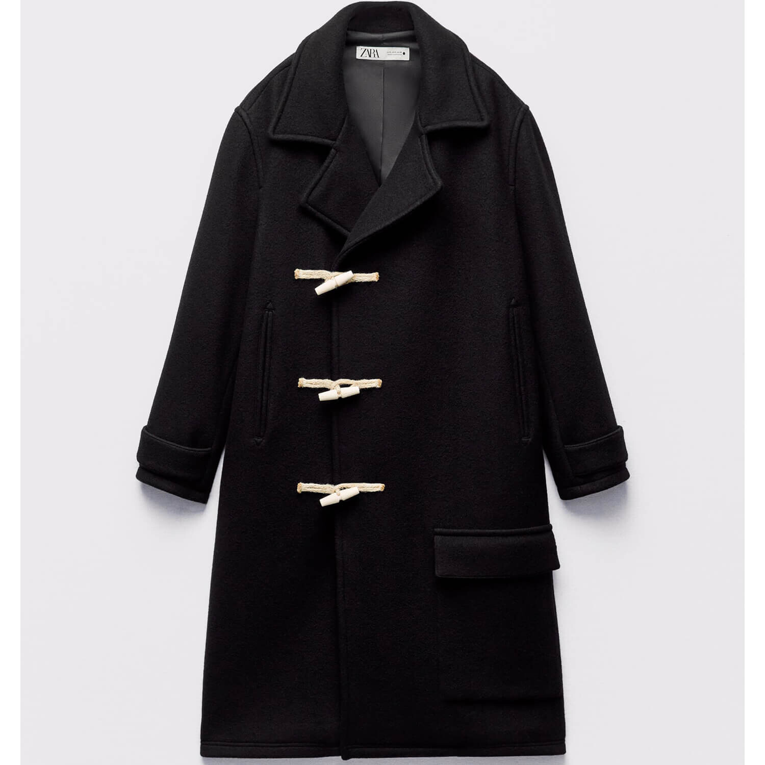 

Пальто Zara ZW Wool Blend With Toggles - Limited Edition, черный