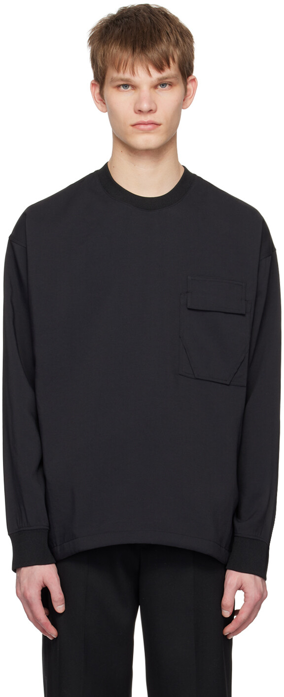 

Черная толстовка с карманом на клапане Solid Homme, Черный