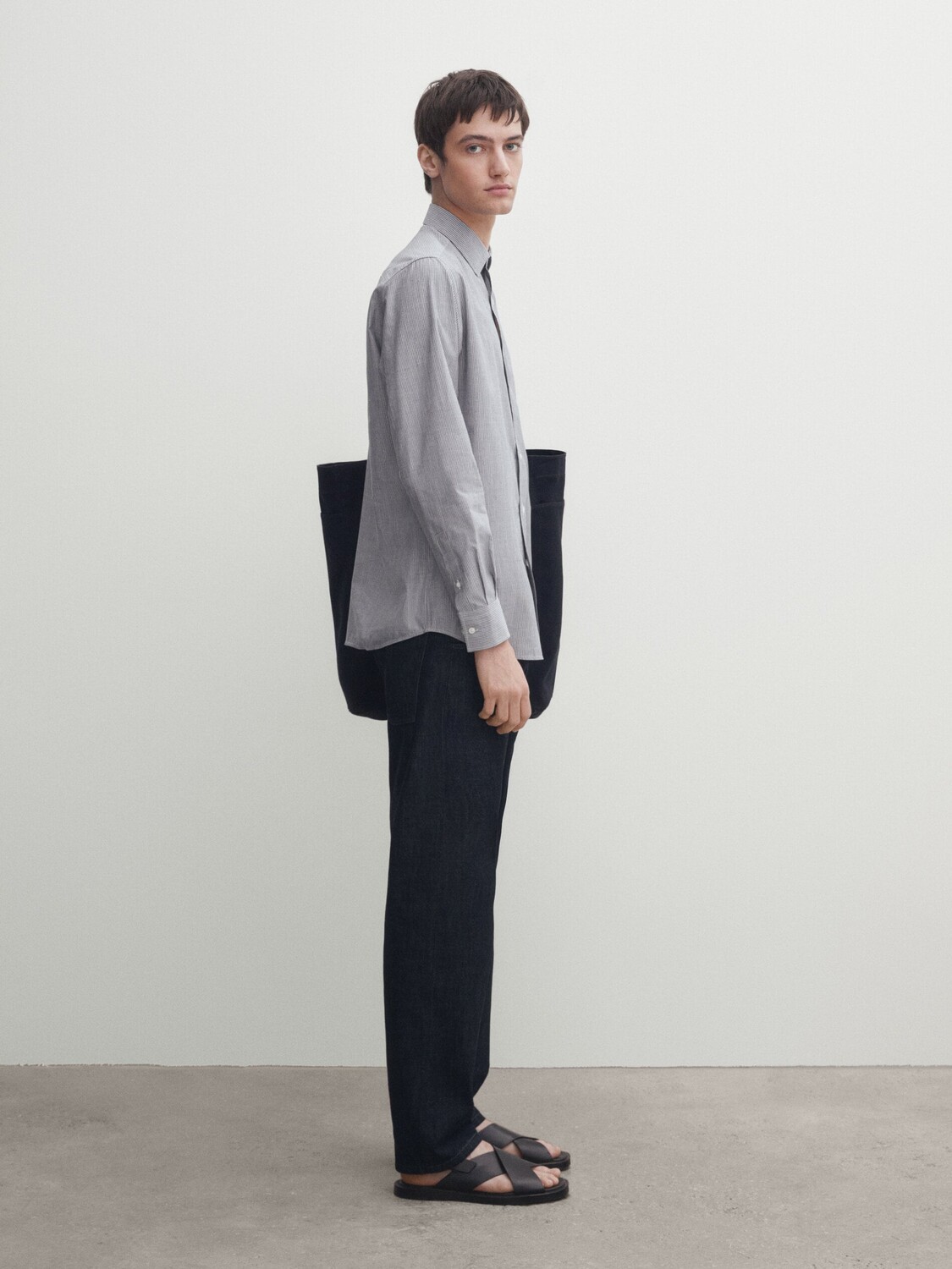 

Рубашка в полоску стандартного кроя Massimo Dutti, синий