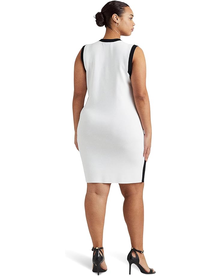 Платье LAUREN Ralph Lauren Plus Size Two-Tone Sleeveless Sweaterdress, цвет White/Black кроссовки lauren ralph lauren kacie slip black white