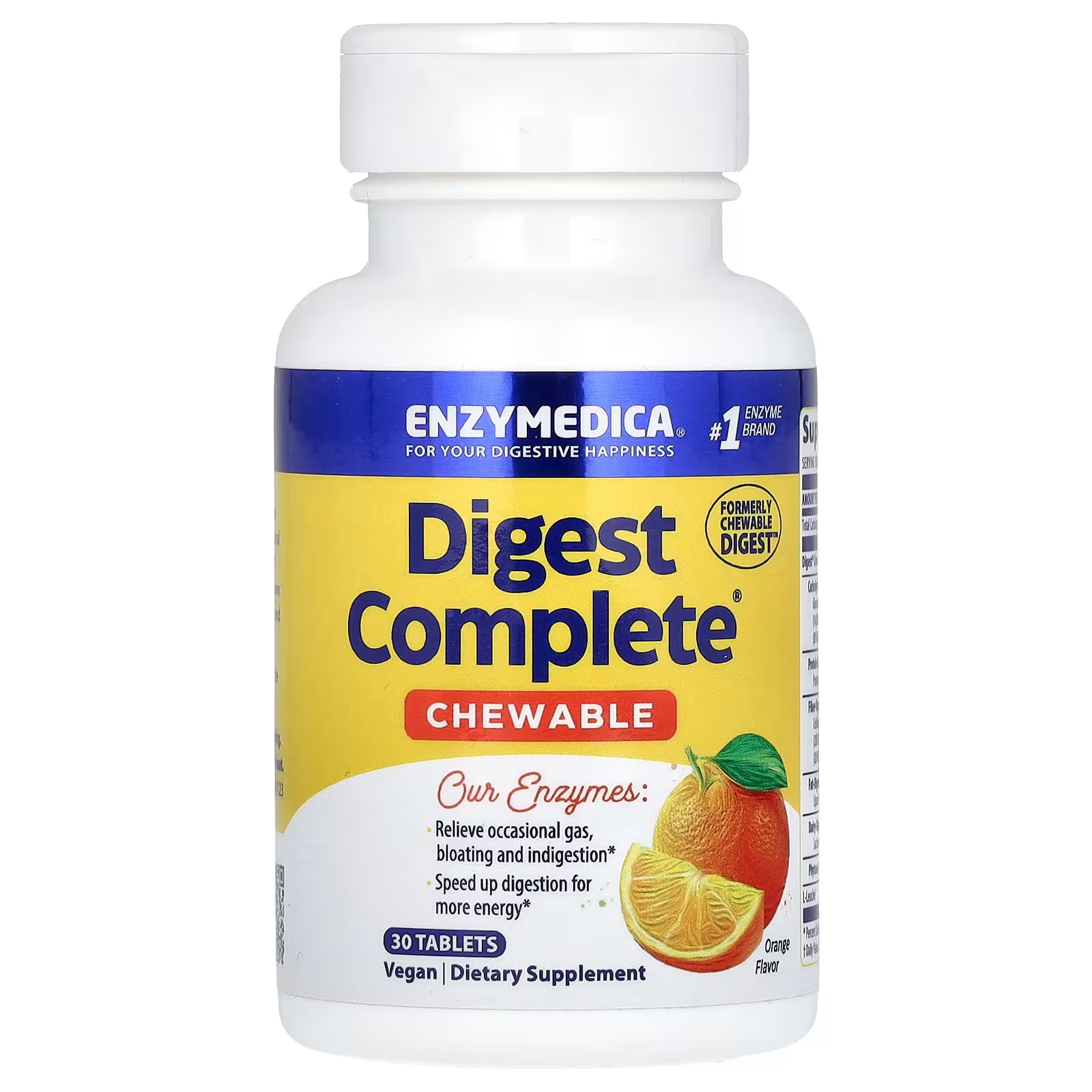 Комплексная формула Enzymedica Chewable Digest Complete Orange, 30 таблеток