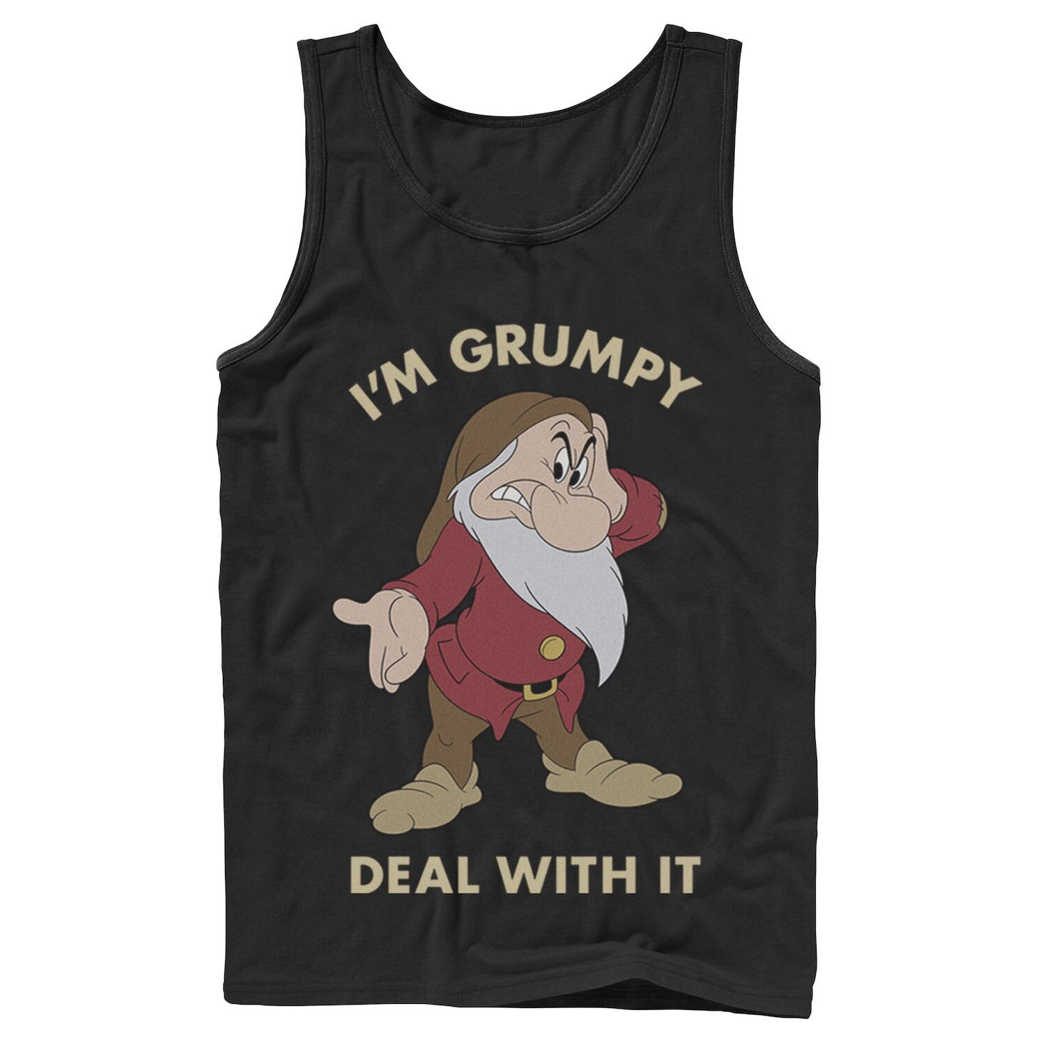 

Мужская майка с портретом Disney Snow White I'm Grumpy Deal With It Licensed Character