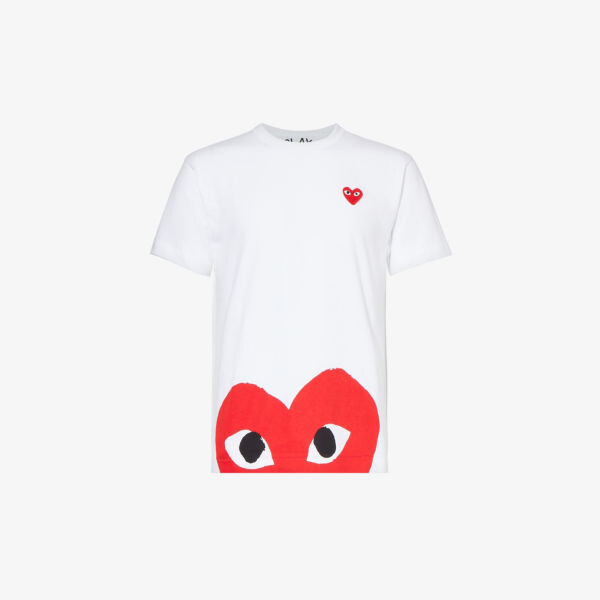 

Футболка из хлопкового джерси с фирменной аппликацией Comme des Garçons, белый