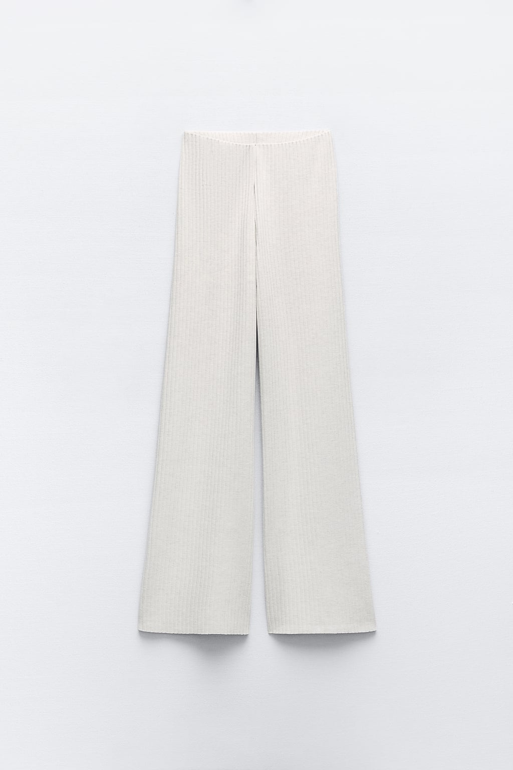 Широкие брюки в рубчик ZARA, бежевый брюки женские прямые с завышенной талией базовые цветные непрозрачные драпированные повседневные белые брюки с широкими штанинами подхо