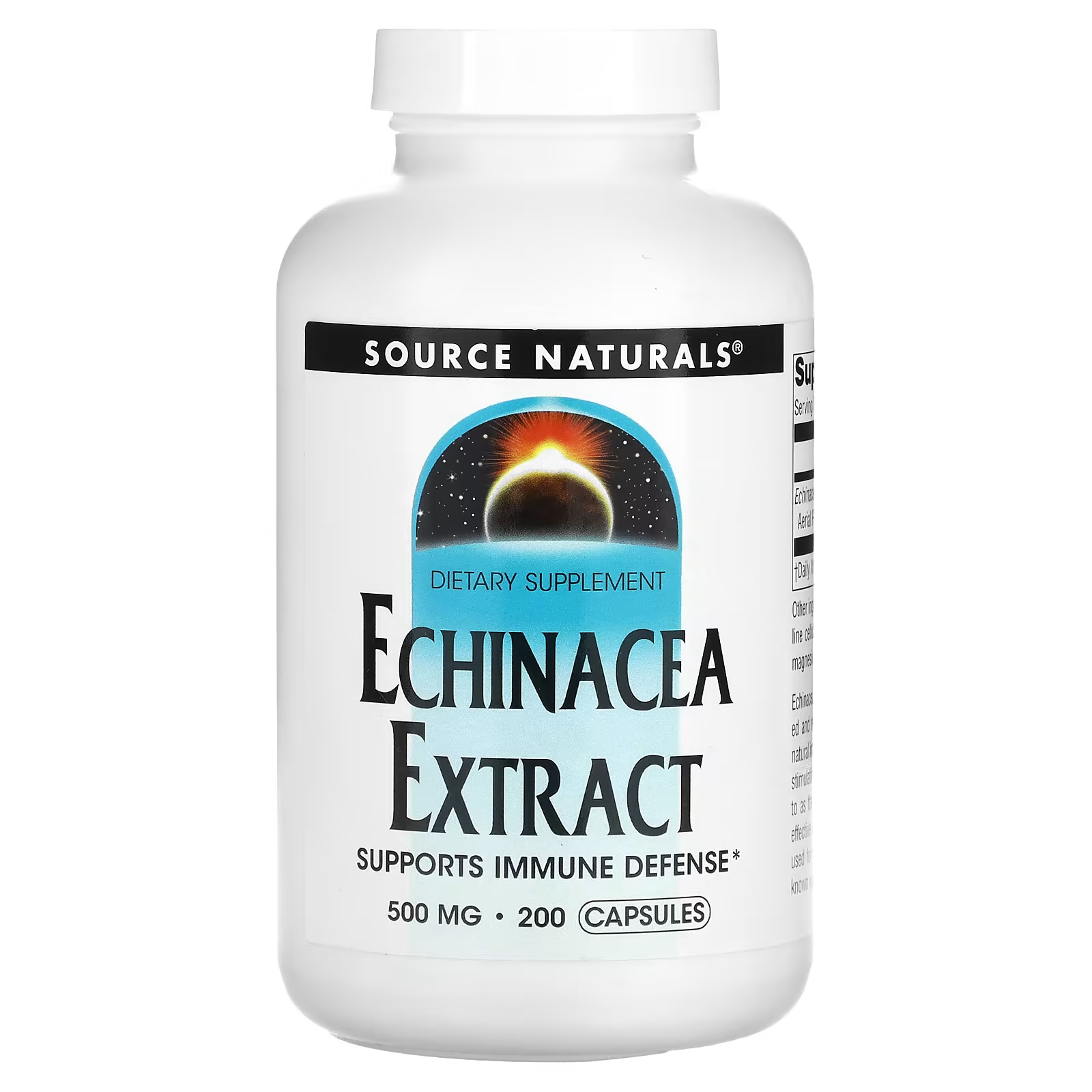 Экстракт эхинацеи Source Naturals 500 мг, 200 капсул экстракт асаи source naturals 500 мг 120 капсул