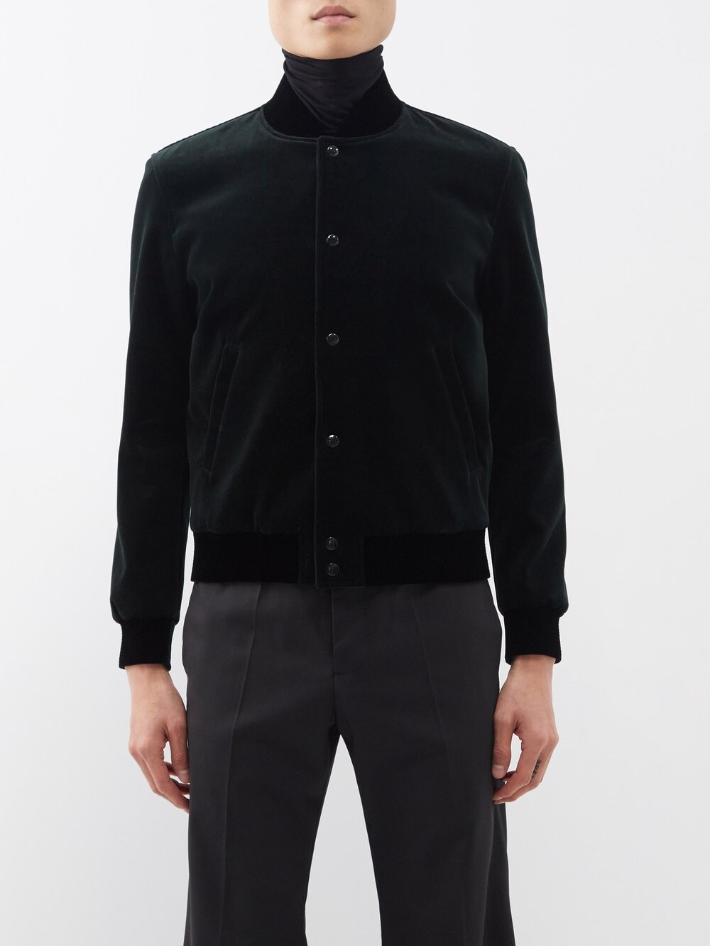

Бархатный бомбер teddy Saint Laurent, зеленый