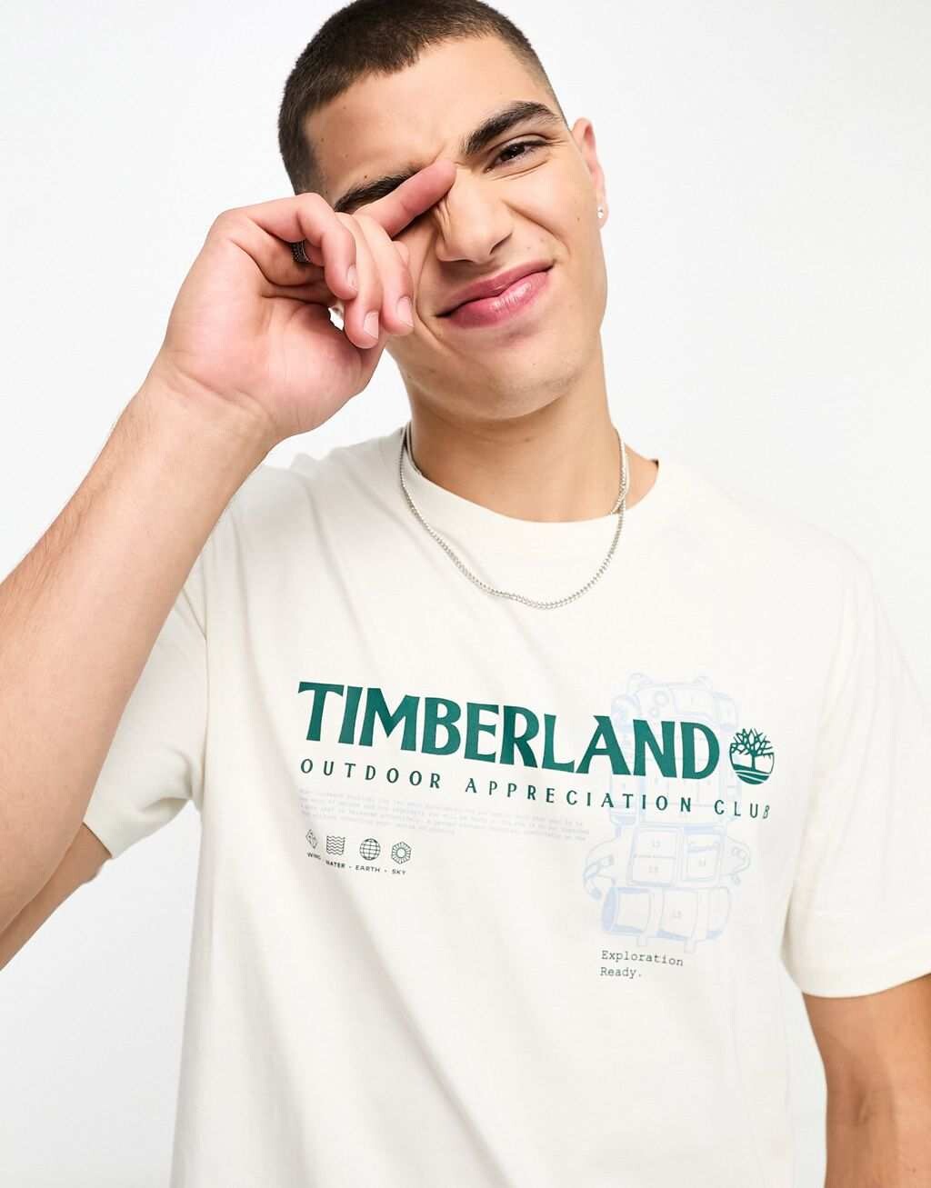 

Белая футболка с уличным графическим принтом Timberland