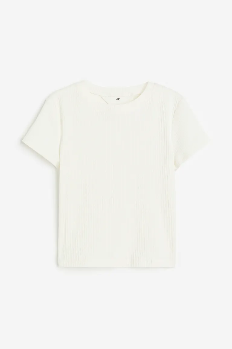 Блузка из хлопкового трикотажа в рубчик H&M, белый