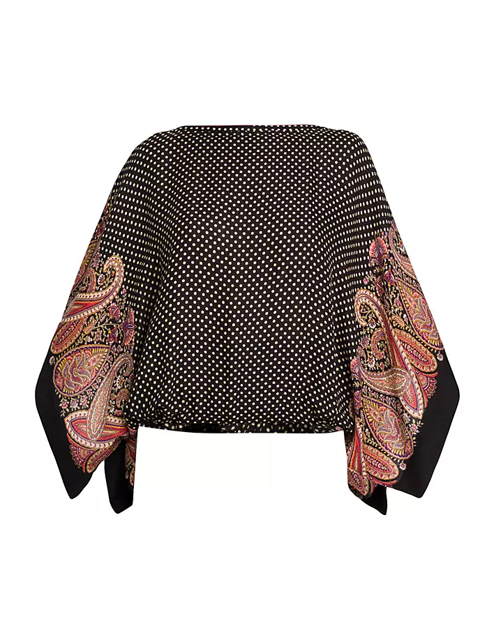 

Драпированный топ с пейсли и горошком Etro, черный