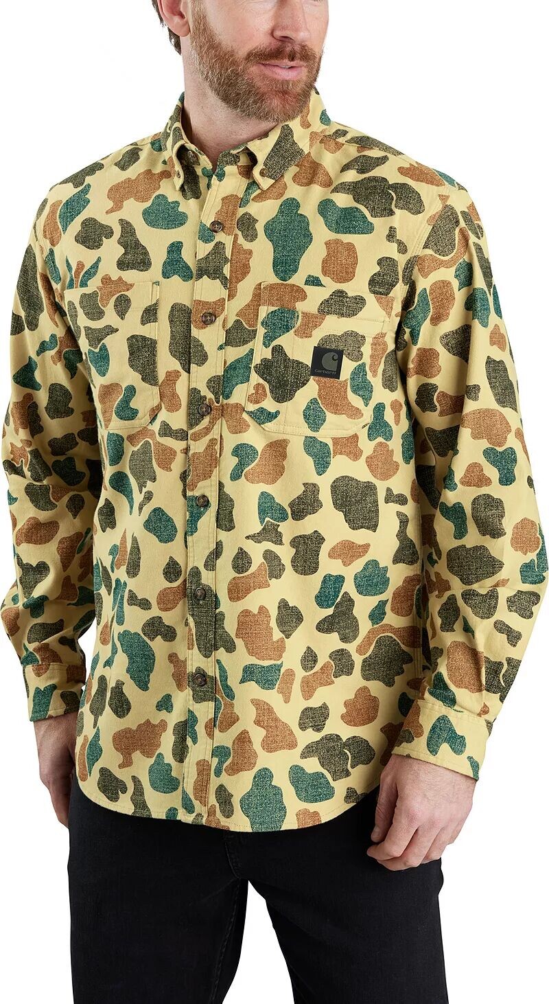 

Мужская фланелевая рубашка с камуфляжным принтом Carhartt с длинным рукавом