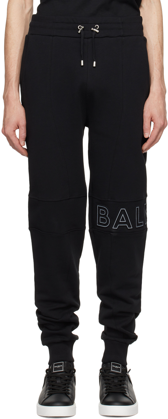 Черные спортивные штаны с тиснением Balmain