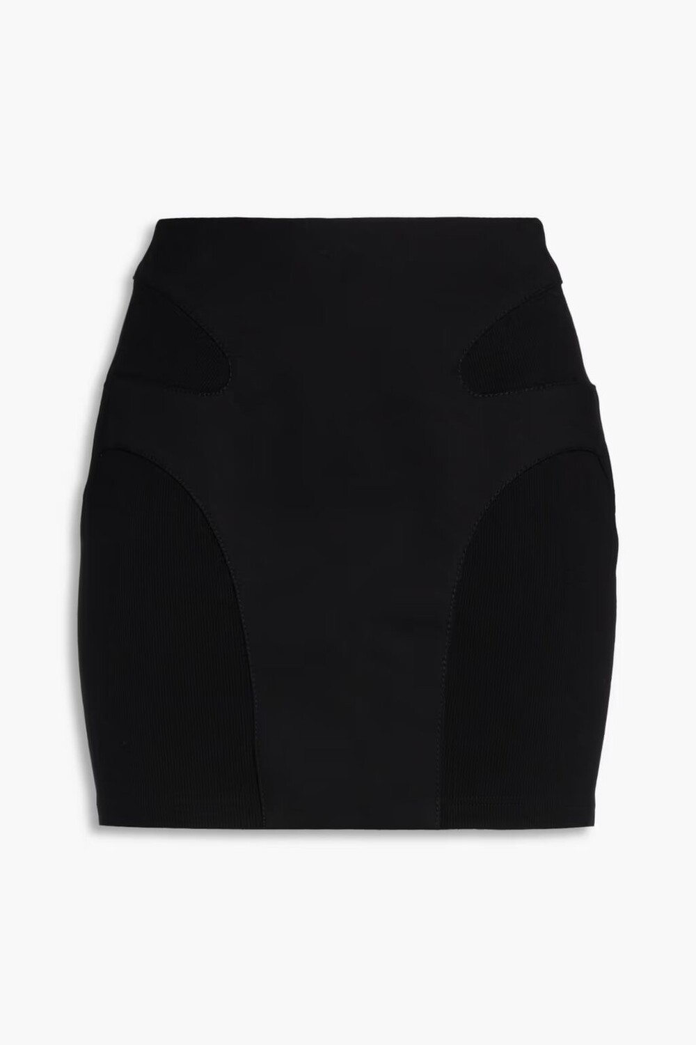 

Мини-юбка из смесового хлопка со вставками из джерси в рубчик Dion Lee, черный