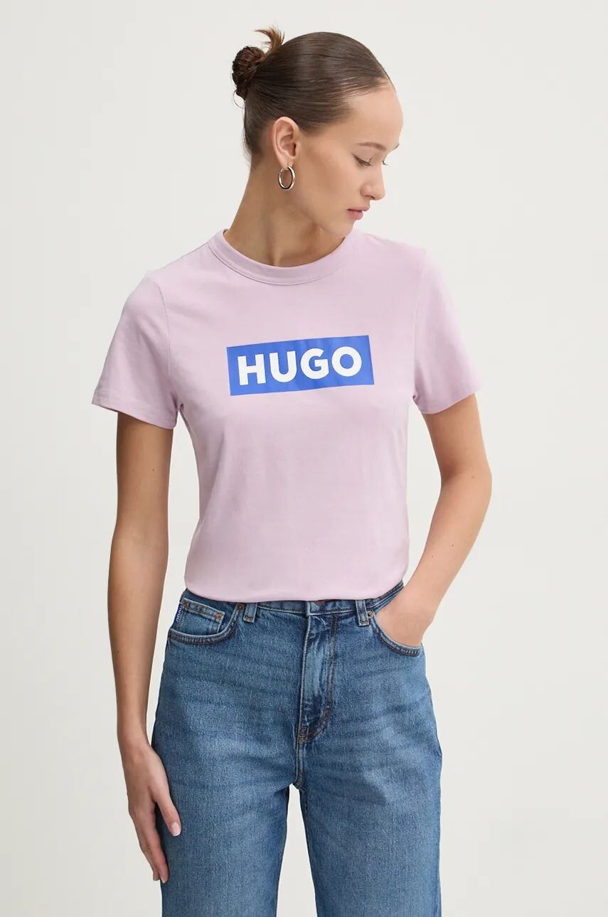 

Hugo Синяя хлопковая футболка Hugo Blue, розовый