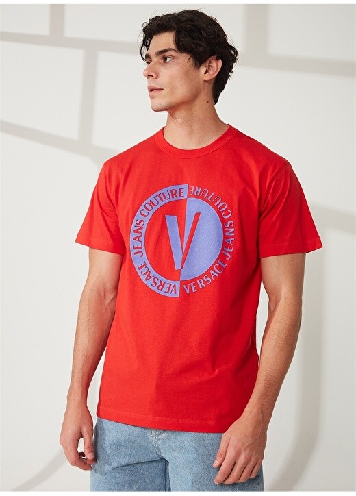 

Красная мужская футболка с круглым вырезом Versace Jeans Couture, Красный