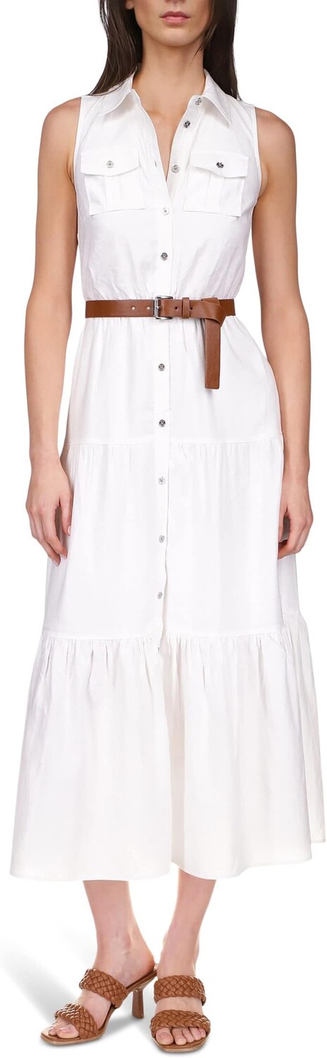 

Льняное многоярусное платье Slub MICHAEL Michael Kors, белый