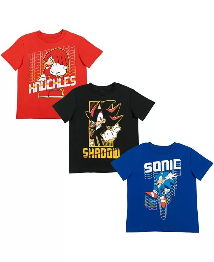 

Набор из 3 футболок с рисунком для мальчиков Tails Sonic The Hedgehog Knuckles Shadow Sega, мультиколор