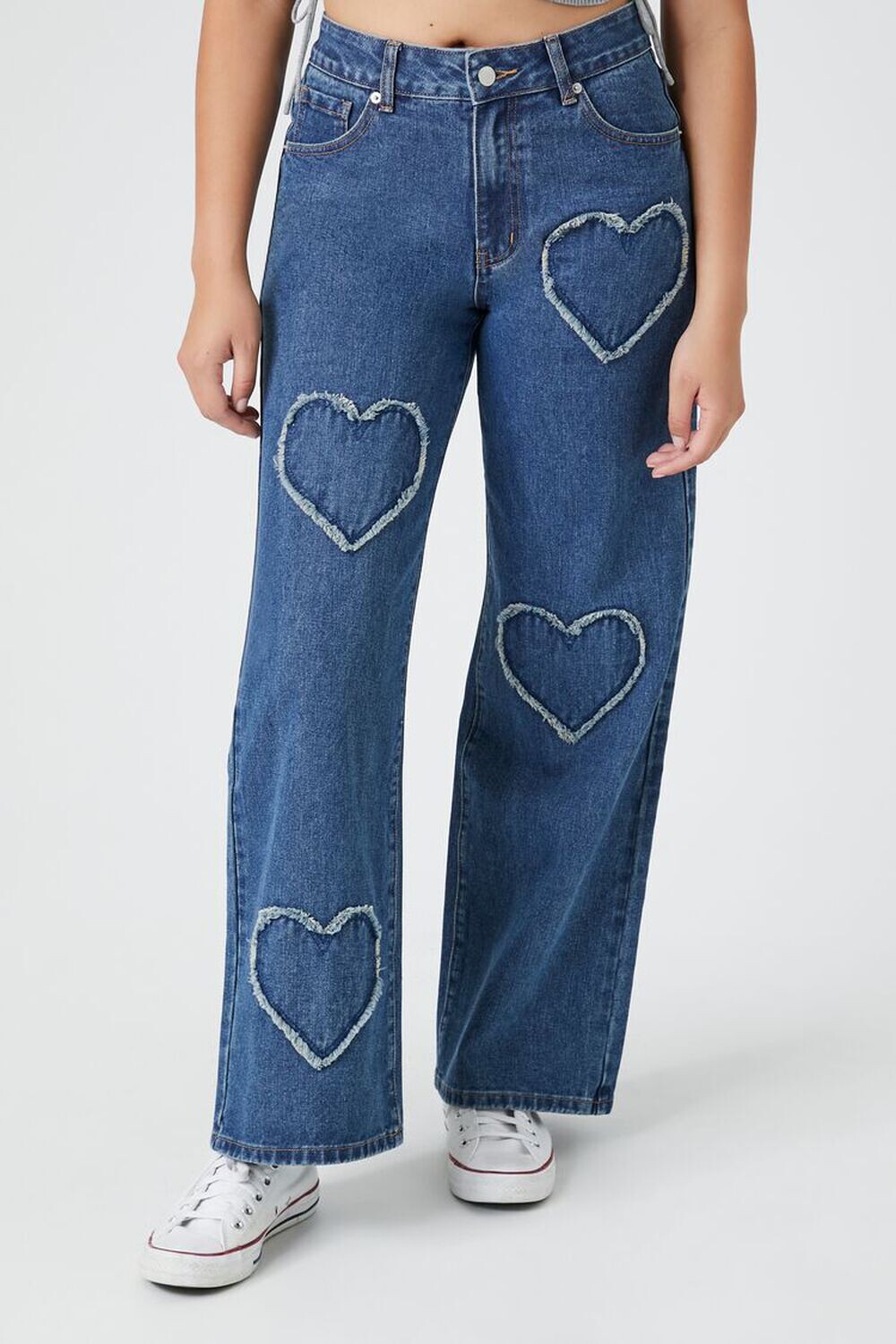 

Широкие джинсы с сердечками Forever 21, деним