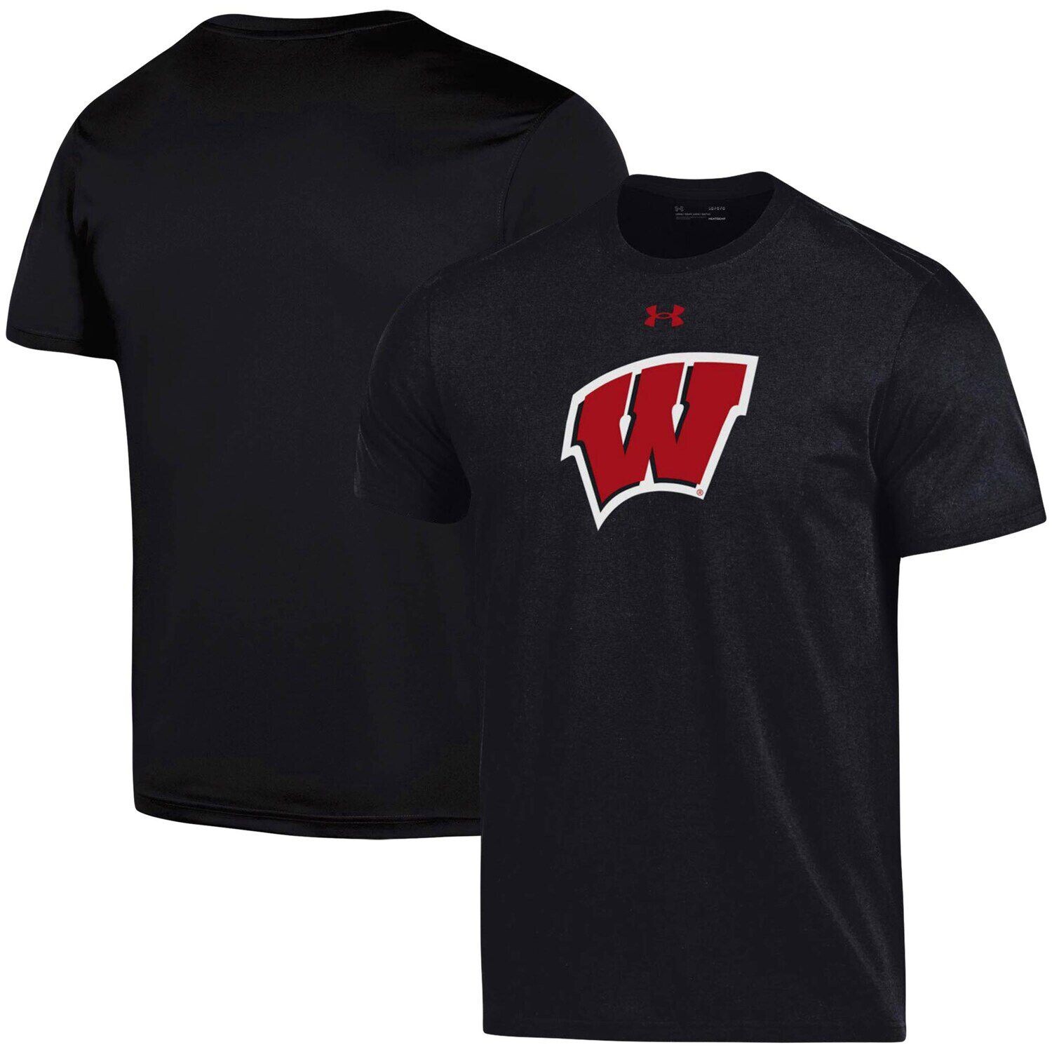 

Мужская черная хлопковая футболка с логотипом Under Armour Wisconsin Badgers School, Черный