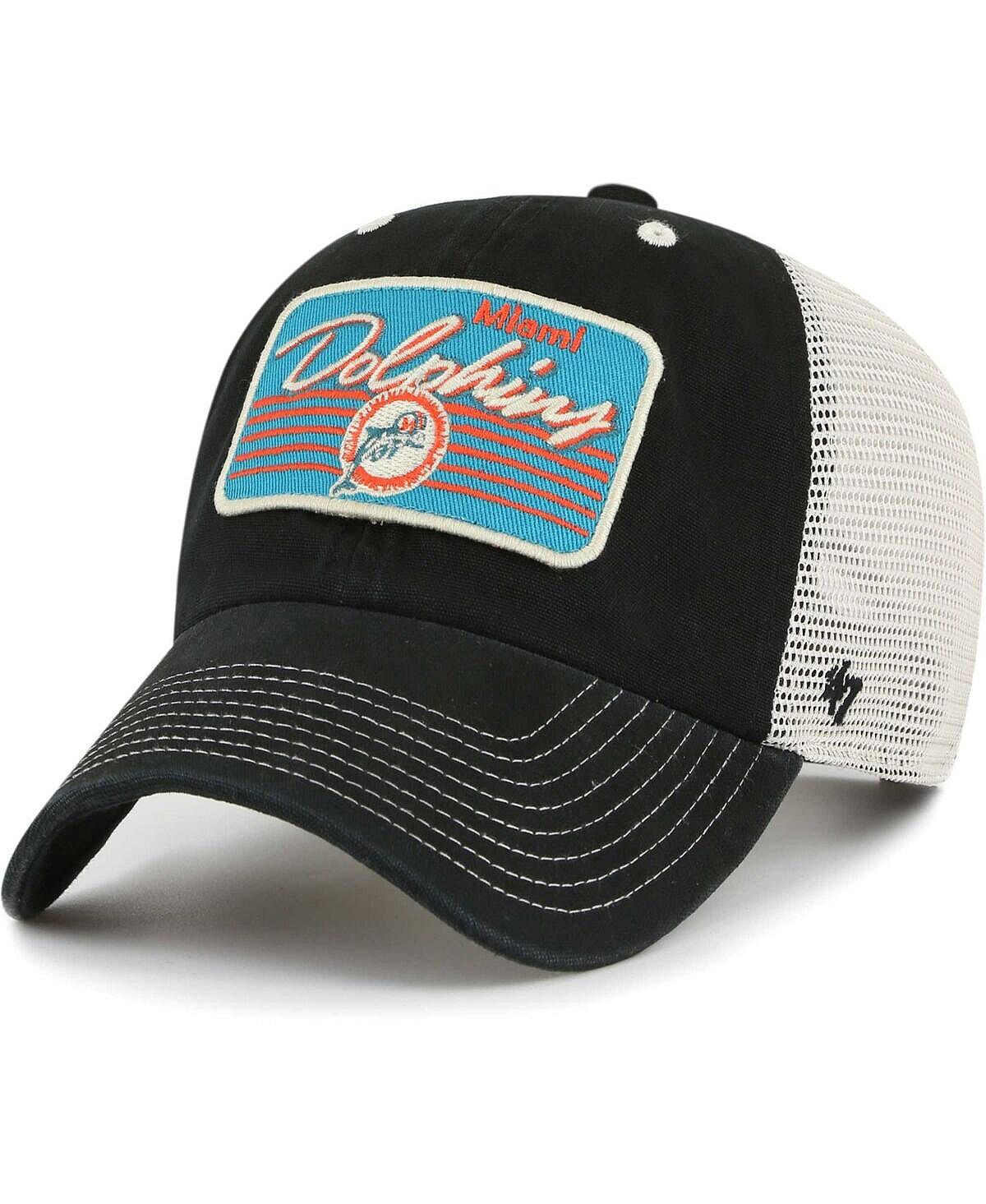 

Мужская черная, натуральная регулируемая кепка Miami Dolphins Legacy Five Point Trucker Clean Up '47 Brand