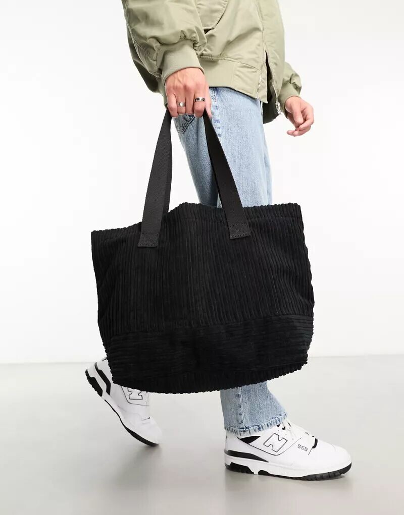 

Черная вельветовая сумка-тоут ASOS, Черный