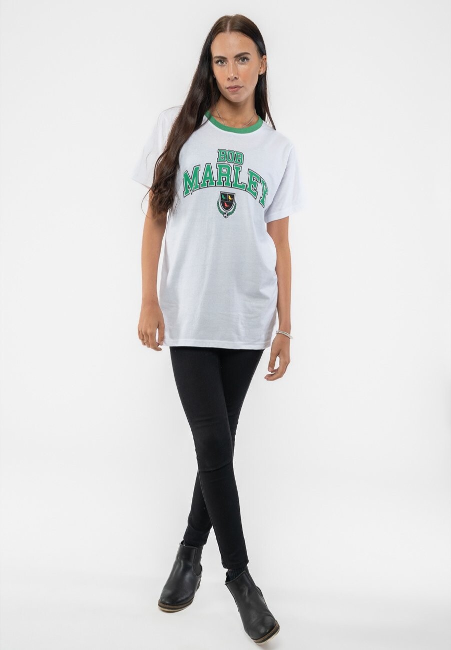 

Футболка с принтом BOB MARLEY COLLEGIATE CREST RINGER Paradiso Clothing, белый