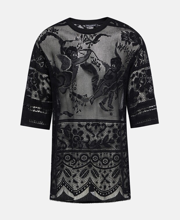 

Кружевная футболка Dolce & Gabbana, античный розовый