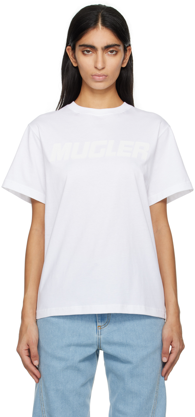 Белая футболка с принтом , цвет Warm white Mugler