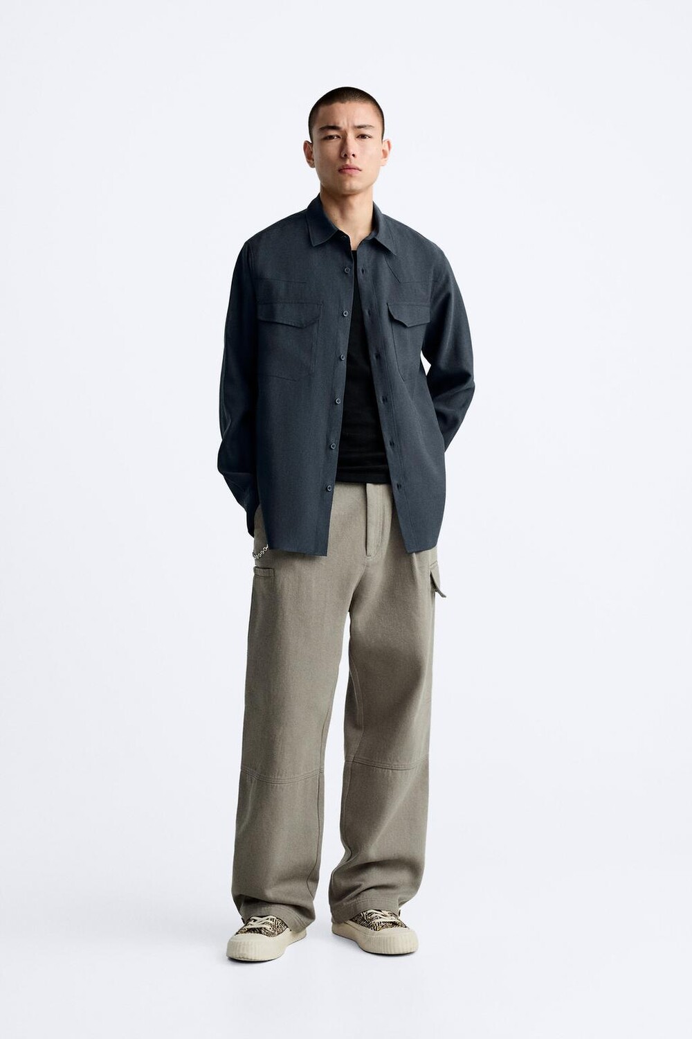 

Рубашка из лиоцелловой смеси ZARA, синий