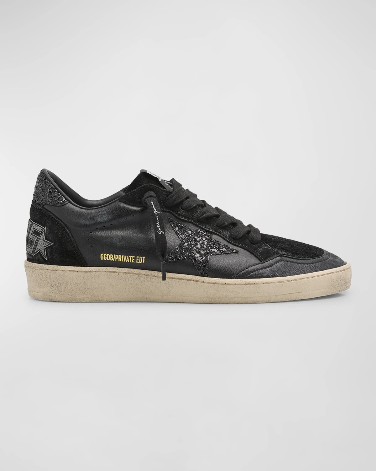 

Кожаные низкие кеды с блестками Ball Star Golden Goose, черный