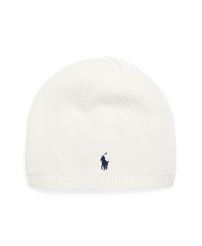 

Хлопковая шапка для больших мальчиков Polo Ralph Lauren, слоновая кость/кремовый