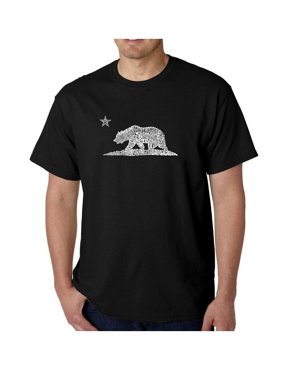 Мужская футболка с рисунком Word Art — Калифорнийский медведь LA Pop Art