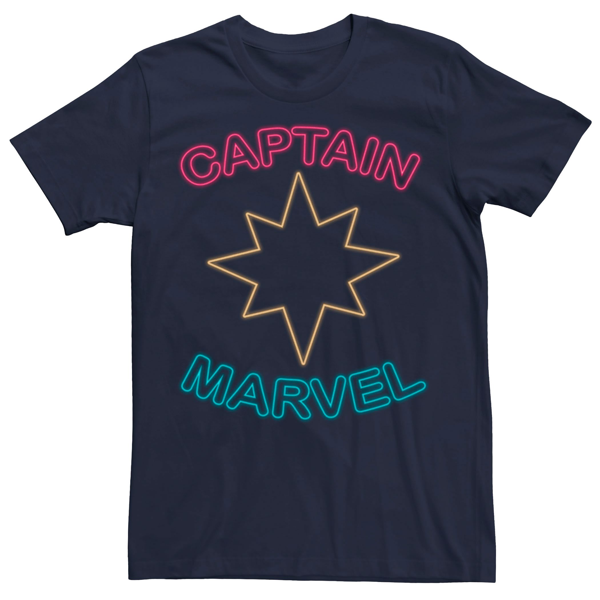 Мужская футболка с неоновым логотипом Marvel Captain Marvel Movie и графическим рисунком мужская футболка с рваным винтажным круглым логотипом marvel captain marvel и графическим рисунком
