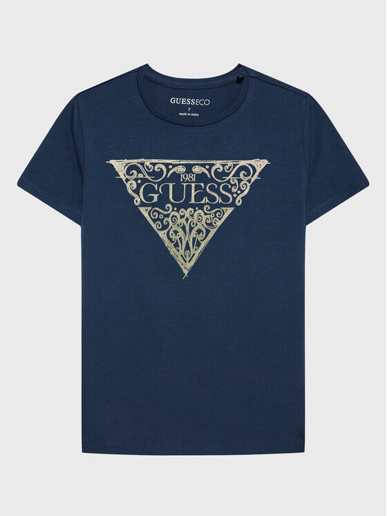 

Футболка синяя стандартного кроя Guess, синий
