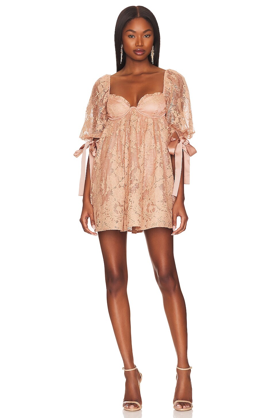 

Платье мини For Love & Lemons Louisa, коричневый